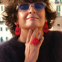 Kolczyki kwiaty z wachlarzem w soczystej czerwieni. WENECKI WIETRZYK