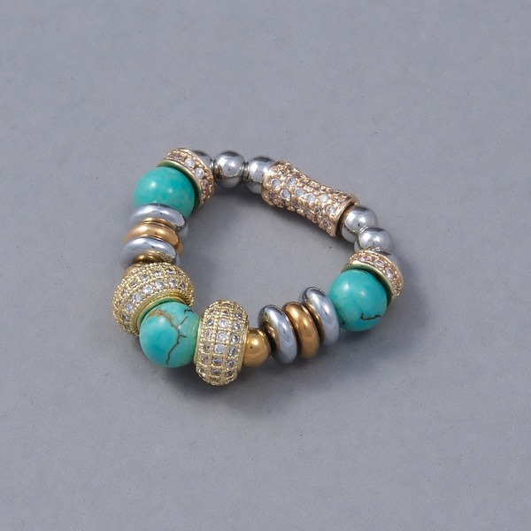 Pierścionek z koralików z turkusu i detali z cyrkoniami. PONT ALEXANDRE