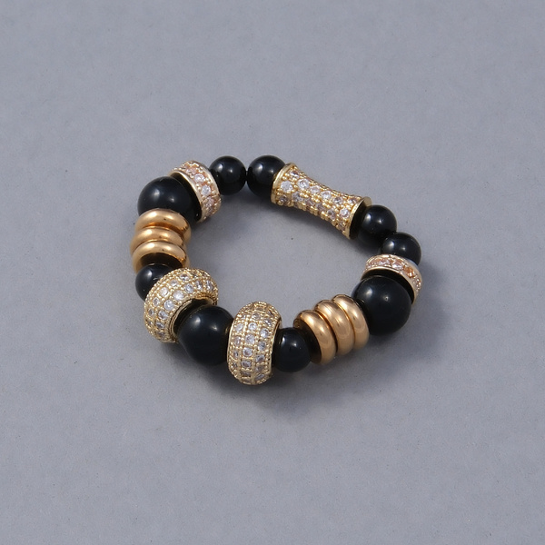 Pierścionek z koralików z agatu i akcentów z cyrkoniami. PONT NEUF