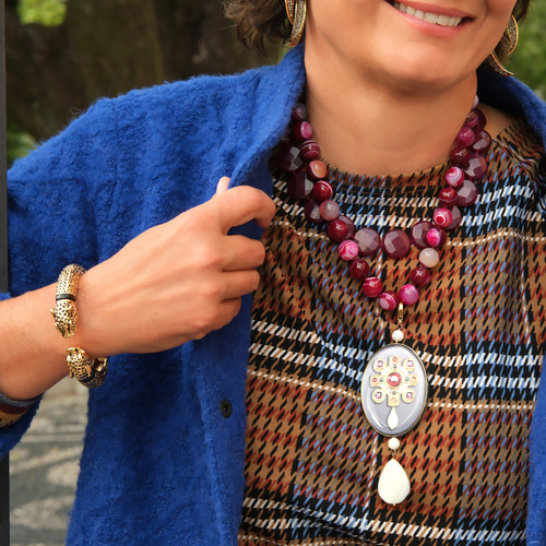 Pozłacana bransoletka z dwiema głowami jaguara. DZIKOŚĆ SERCA