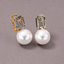 Kolczyki z kryształkiem i szklaną perłą Majorka. KROPLE ROSY