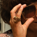 Pozłacany pierścionek z kryształem w tonie szampana. TOAST ZA DZIEŃ