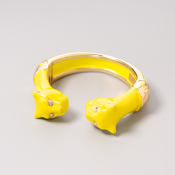 Złocona bransoletka z dwiema żółtymi głowami panter. ŻÓŁTE LAMBORGHINI