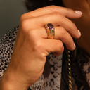 Pozłacany pierścionek z kryształem w szampańskim różu. VINO ROSE