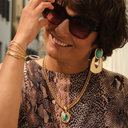 Złoty naszyjnik z zawieszką z turkusowym kamieniem. CASTEL DELL OVO