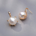 Pozłacane kolczyki ze szklaną perłą Majorka w koronie. PERŁA WŁADZY