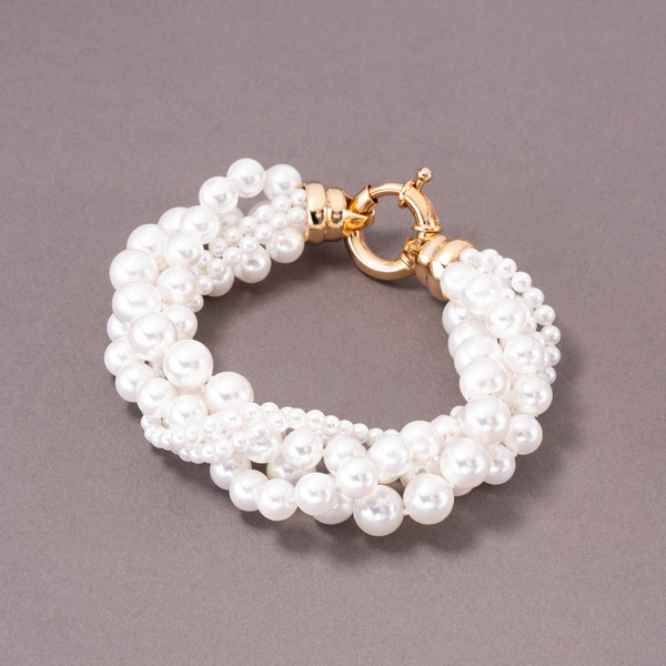 Pięciorzędowa bransoletka ze szklanych pereł Majorka. SPLECIONE UCZUCIA