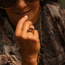 Pozłacany pierścionek z kryształem w szampańskim różu. VINO ROSE