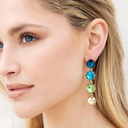 Kolczyki wiszące z niebieskimi i zielonymi kryształami. MORSKI KRAJOBRAZ