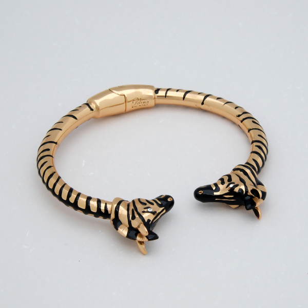 Pozłacana bransoletka z głowami zebr z cyrkoniami. MAŁE ZEBRANIE