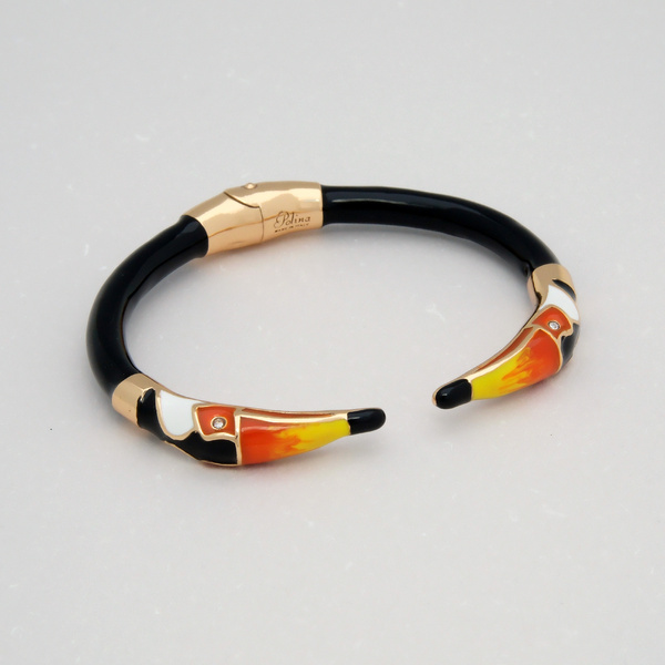 Pozłacana bransoletka z głowami tukanów z cyrkoniami. TOKI TUKANÓW