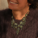 Naszyjnik z zielono-żółtymi dekorami z perłami. PONTE DI RIALTO