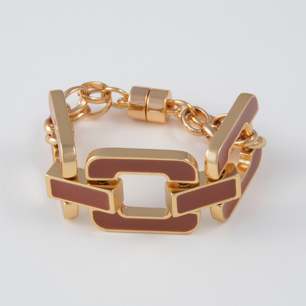 Pozłacana bransoletka z ogniw emaliowanych na brąz. JESIENNY PARIS