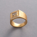 Pozłacany sygnet na mały palec z cytrynem i cyrkoniami. SZCZĘŚCIE CYTRYNU