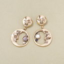 Kolczyki wiszące wkrętki koła z półksiężyców z perłą. SŁODKA NOC