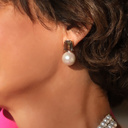 Kolczyki z kryształkiem i szklaną perłą Majorka. KROPLE ROSY