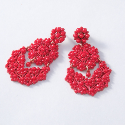 Kolczyki kwiaty z wachlarzem w soczystej czerwieni. WENECKI WIETRZYK