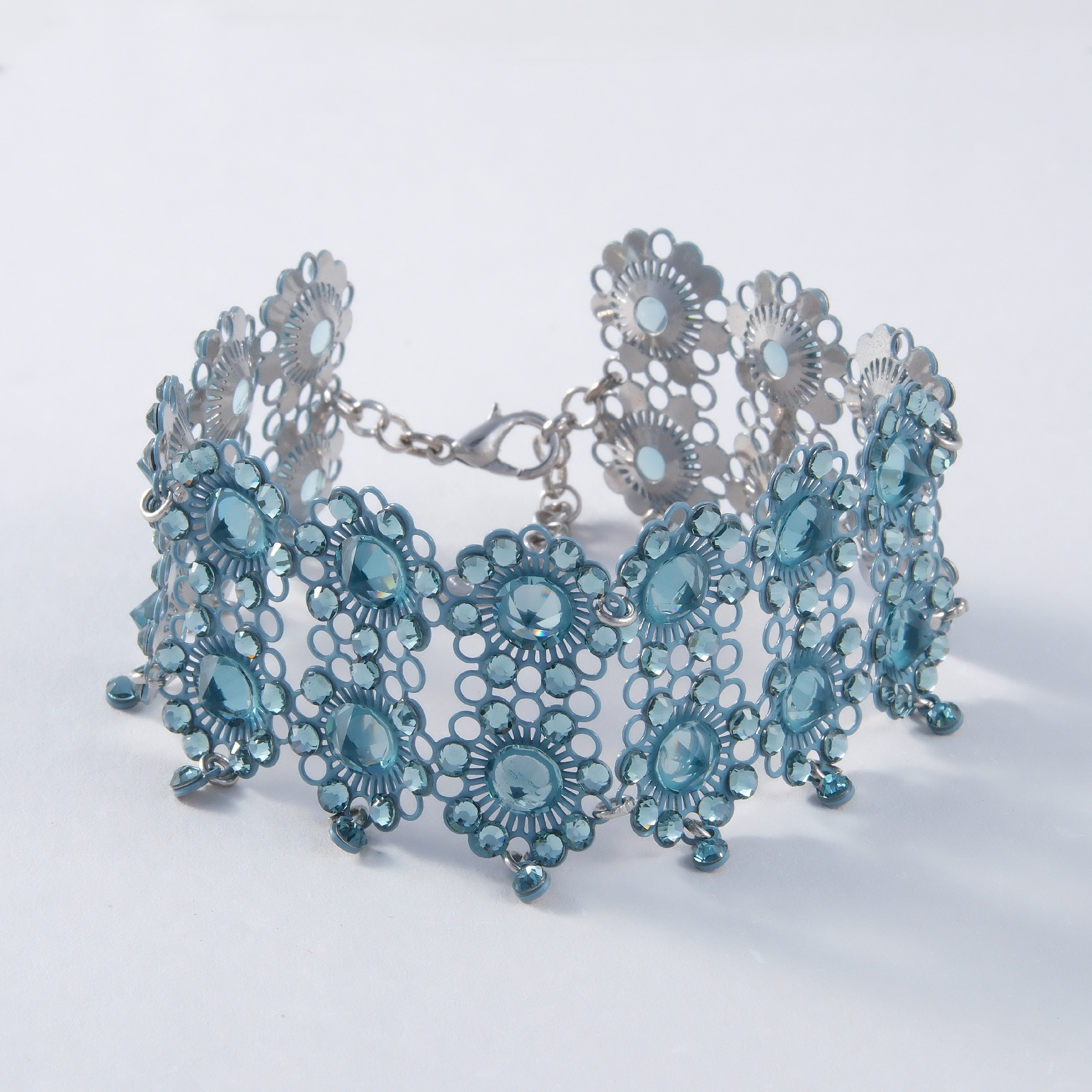 Bransoletka z modułów w delikatnym błękicie z kryształkami. GIRO IN GONDOLA