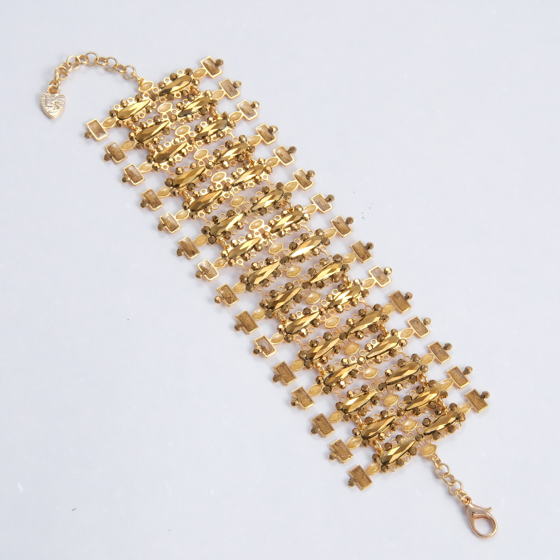 Bransoletka z modułów w ciepłym złocie z kryształkami. PAŁAC DOŻÓW