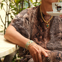 Złoty naszyjnik z zawieszką z turkusowym kamieniem. CASTEL DELL OVO