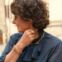 Pierścionek z turkusowym oczkiem w oprawie z łańcuszków. LAURA