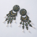 Złocone ornamentalne kolczyki z kryształami i perłami. PIZZO SANGALO