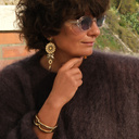 Kolczyki rozety z kryształów i pereł ze złoconymi kroplami. SOLE SUL CANALE