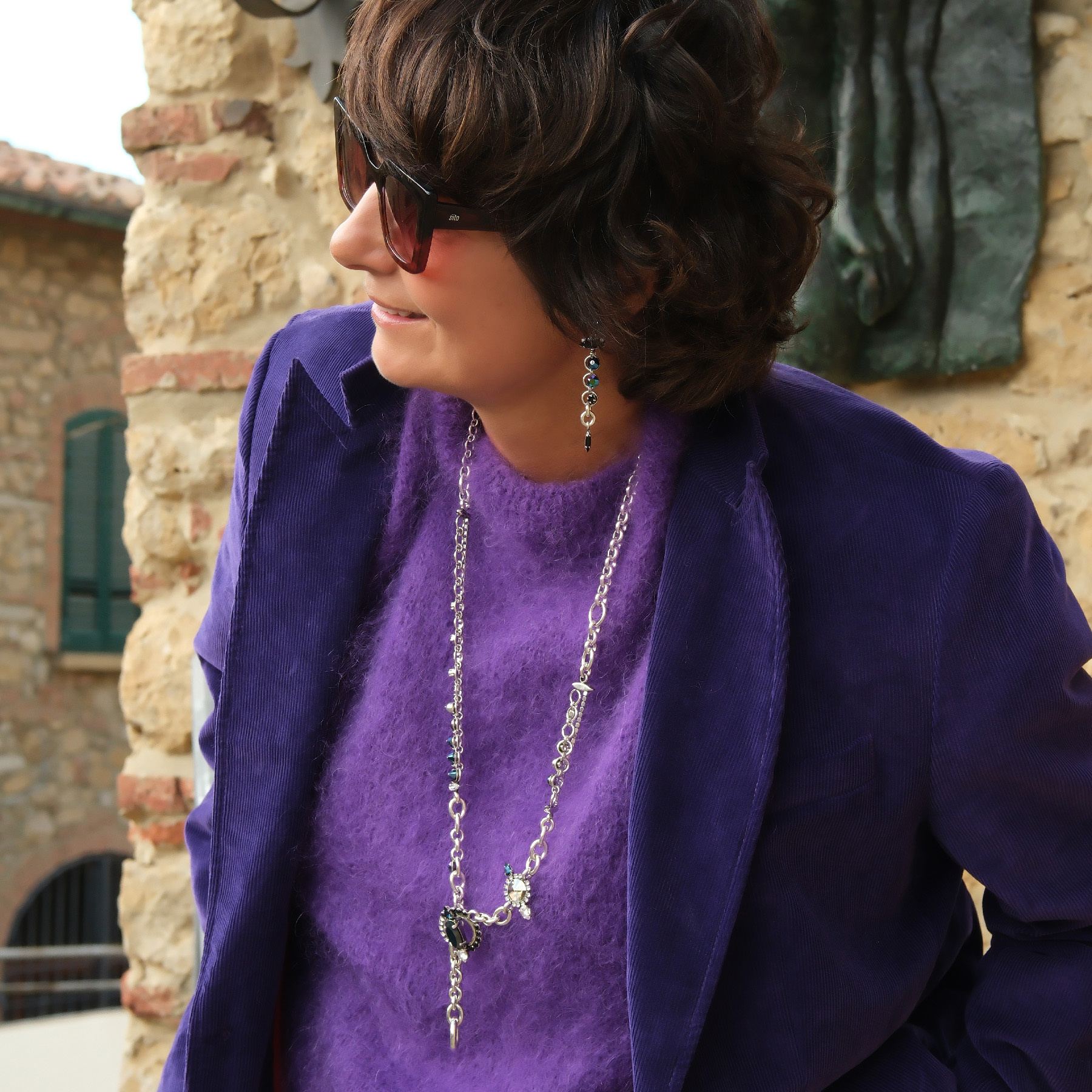 Srebrzane kolczyki łańcuchy z niebieskimi kryształami. LUSTRZANE CIASTECZKA