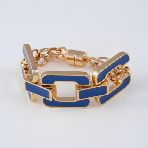 Pozłacana bransoletka z ogniw emaliowanych na granat. MILANO NOCĄ