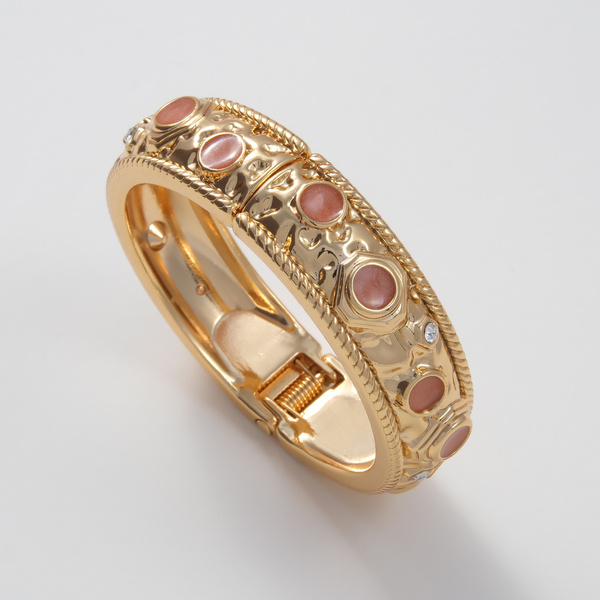 Pozłacana bransoletka z brązową emalią i cyrkoniami. DWORSKIE UCIECHY