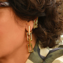 Pozłacane kolczyki w formie prostokątów z kryształami. TWÓJ CZAS NA  BIS