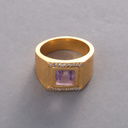 Pozłacany sygnet na mały palec z ametystem. SPOKÓJ AMETYSTU