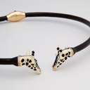 Sztywny naszyjnik z dwiema głowami żyraf z cyrkoniami. LUSTRZANE ODBICIE