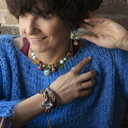 Kolczyki wiszące z niebieskimi i zielonymi kryształami. MORSKI KRAJOBRAZ