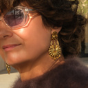 Złocone kolczyki rozety z płatkami i kryształkami. KWIAT NOCY