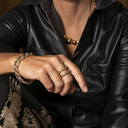 Podwójna pozłacana obrączka z kryształkami. PASSO DOBLE