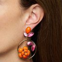 Wiszące kolczyki z motywem liści i kwiatów z kamieni. KWIATOWY RAJ